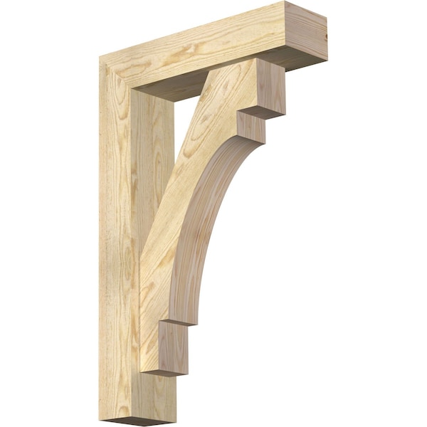 Ekena Millwork Merced Block Rough Sawn Bracket w/ Offset Brace, Douglas Fir, 6"W x 22"D x 34"H BKT0604X22X34MRC05RDF - main
